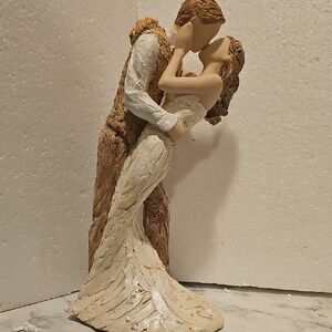 Romantic Embrace Sculpture - Cream and Brown